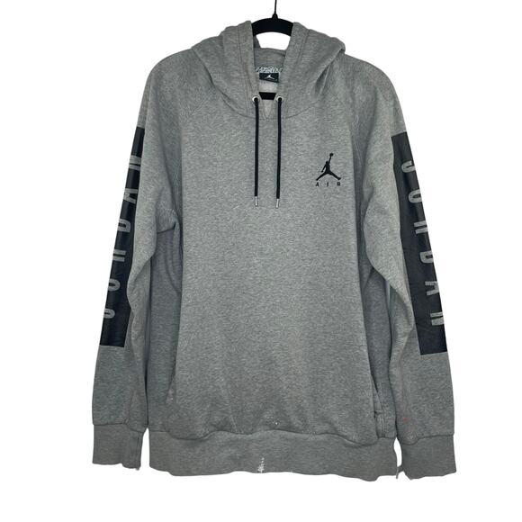 Jordan gray hoodie pullover sweatshirt size Large *flawed distressed - Picture 1 of 13